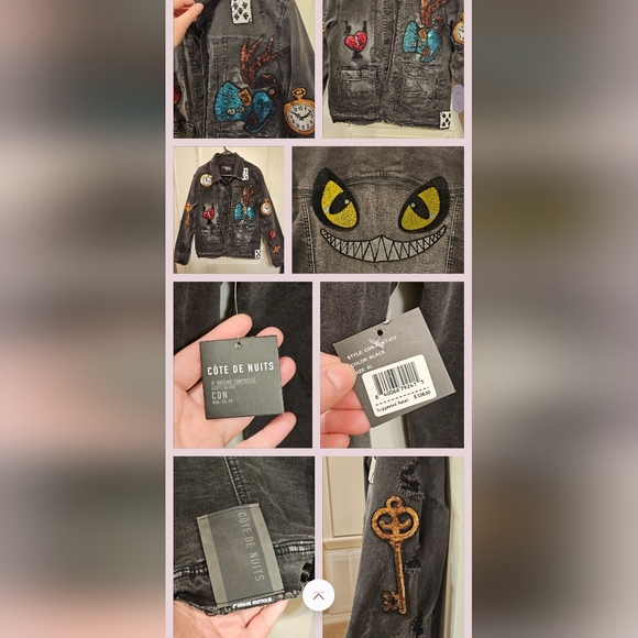 NWT-COTE DE NUITS "Alice in Wonderland/Mad Hatter" Themed  Denim Jean Jacket XL - Picture 3 of 16